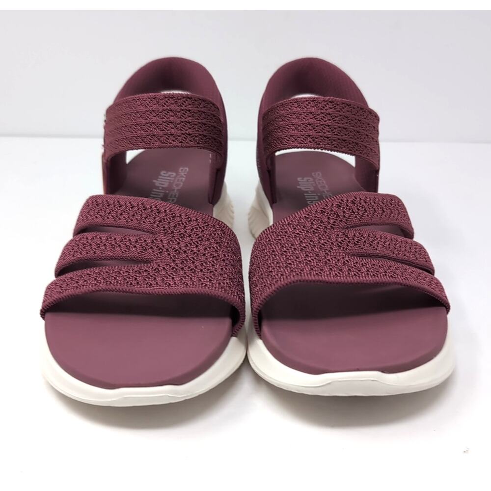 Skechers Hands Free Slip-ins Sandals Womans 8 W Purple Knit‎ Ultra-Flex 3.0 NEW - Picture 4 of 11